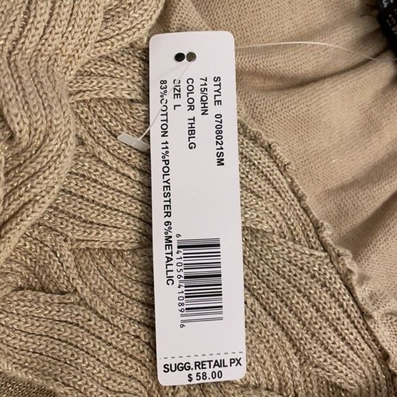 C'est City an August Silk Gold Sweater Womens Large Cotton Sleeveless Knit NEW - Picture 5 of 11